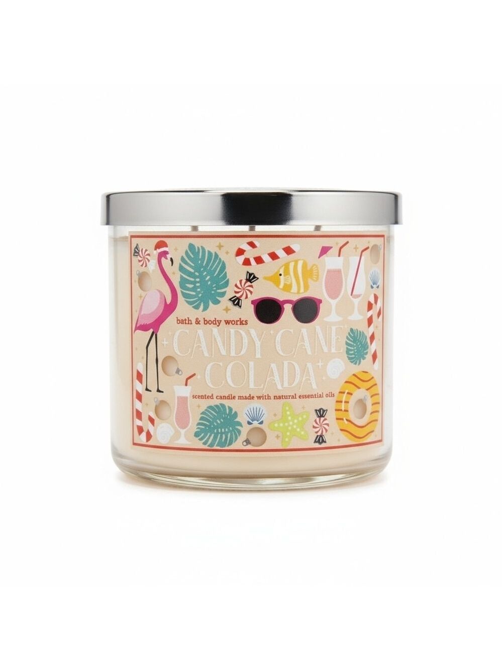 NEW Bath & Body Works ~ Candy Cane Colada Three Wick Candle Holiday *